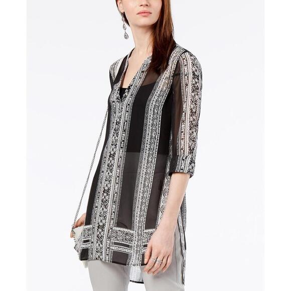 Inc International Concepts Womens Striped Sheer Tunic Size M - Picture 2 of 4
